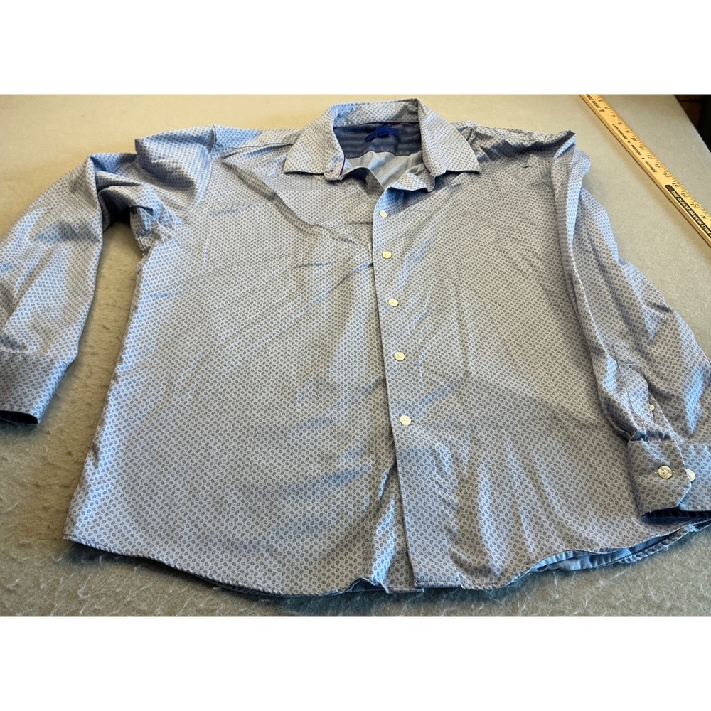 Blue‎ Paisley Button Down Shirt Long Sleeve Egara Mens XXL Business Casual
